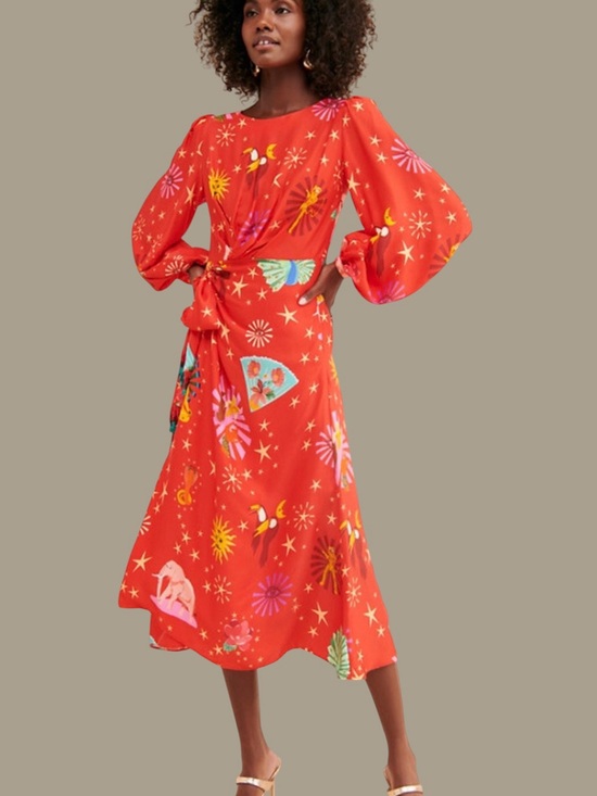 FARM Rio Dresses & Skirts - NWT FARM Rio Lotus Star Front Twisted Midi Dress Size Medium